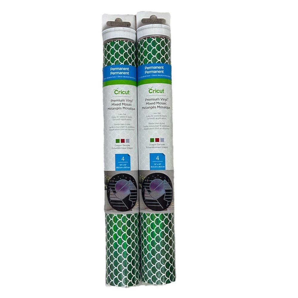 Cricut Permanent Premium Vinyl Mixed Mosaic in ~Dragon Sampler~NEW 4 Sheets- 2pk